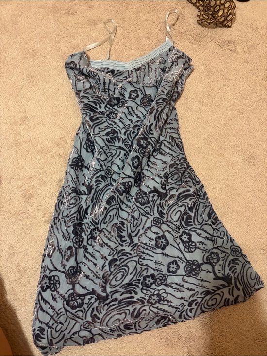 Free People Dresses & Skirts - Free People Light Blue Floral Flocked Midi Slip Dress